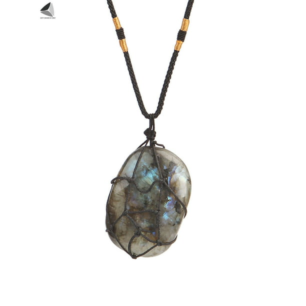 Delicate Natural Labradorite Pendant Crystal Necklace Healing Stone Necklace